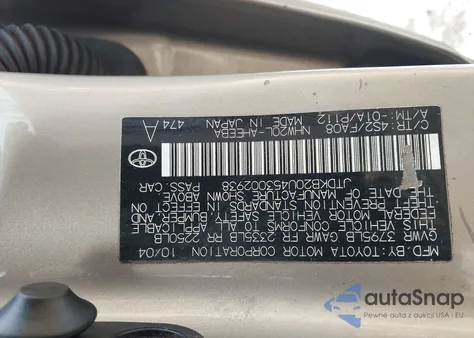 2005 Toyota Prius from USA, damaged, VIN JTDKB20U453002938